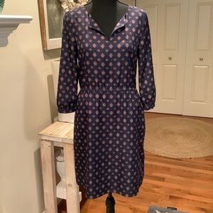 Lands End Canvas Slip On Blue Paisley Dress Sz 6
